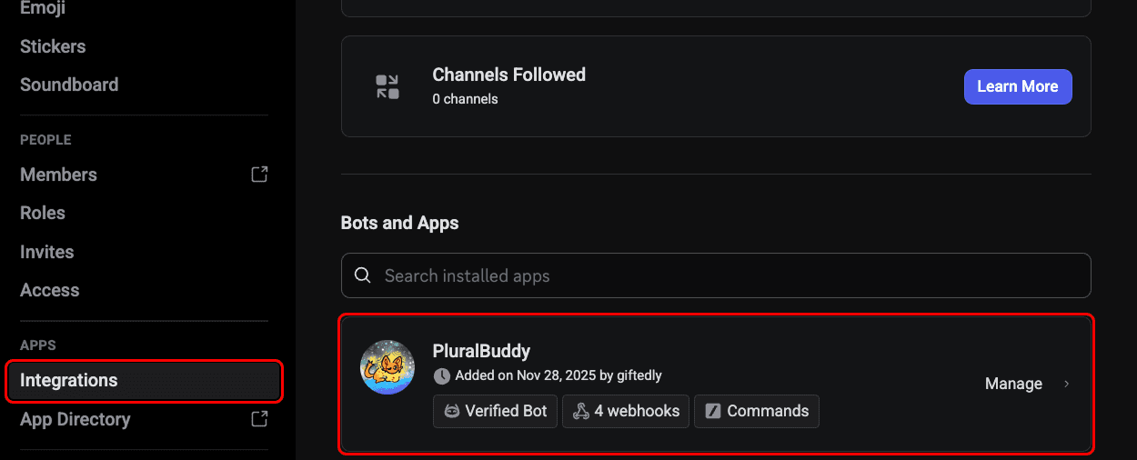 Integration Settings Step 1